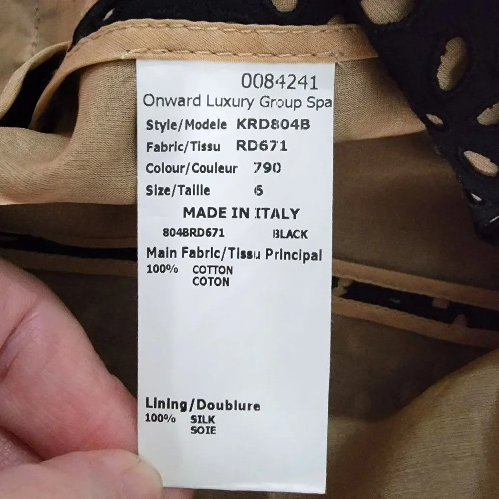 Michael Kors Made In Italy Black Caramel Cotton Silk Embroidered Cutout Blazer 6
